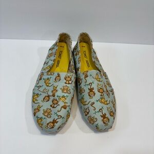 TOMS Alpargata Monkey Business Slip On Womens Size 8 .5 W Blue Casual Flats.